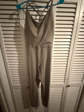 CALIA by Carrie Underwood Taupe Strappy Jumpsuit NWT
